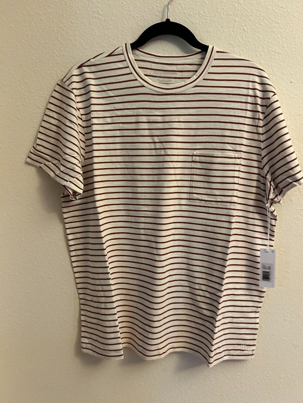 OUTERKNOWN T-shirt Saltwater Slub Pocket Men's Large Stripe